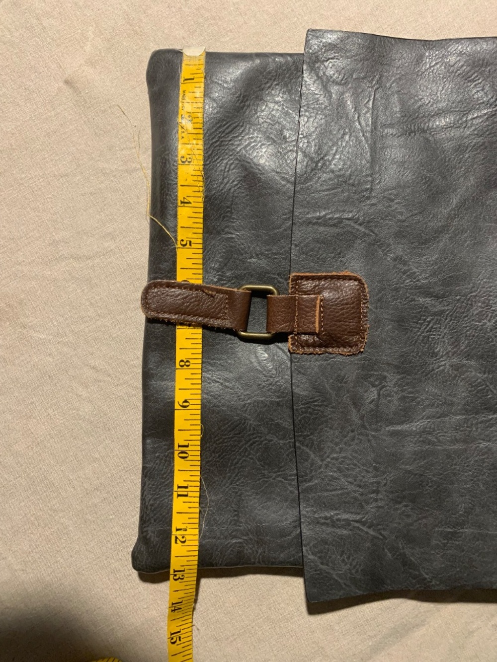 Paolo Bags Gray Foldover Messenger Crossbody Vegan Leather Adjustable Strap - Picture 4 of 11